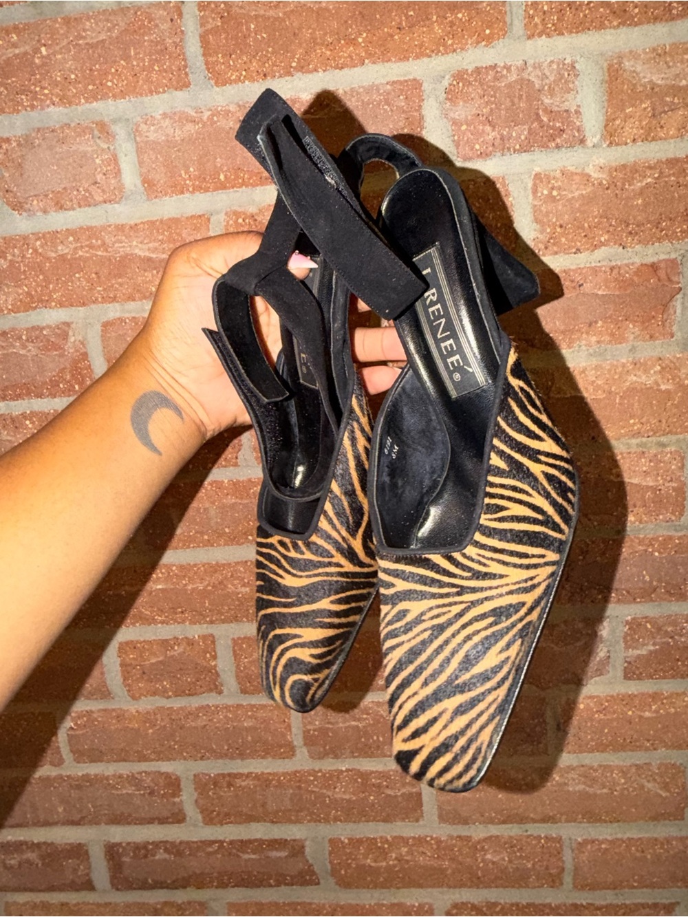 Black & Tan Zebra Slingback Heel